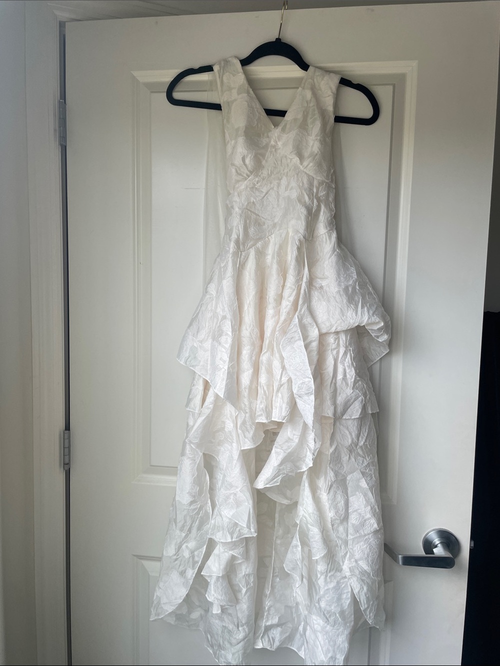 Ivory Ruffled V-Neck Women's Dress